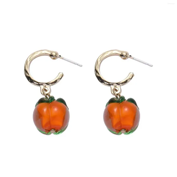 Boucles d'oreilles pendantes 1 paire accrocheur femmes filles mignon kaki Orange mode bijoux plaqué léger goutte goujon Clip sur doux