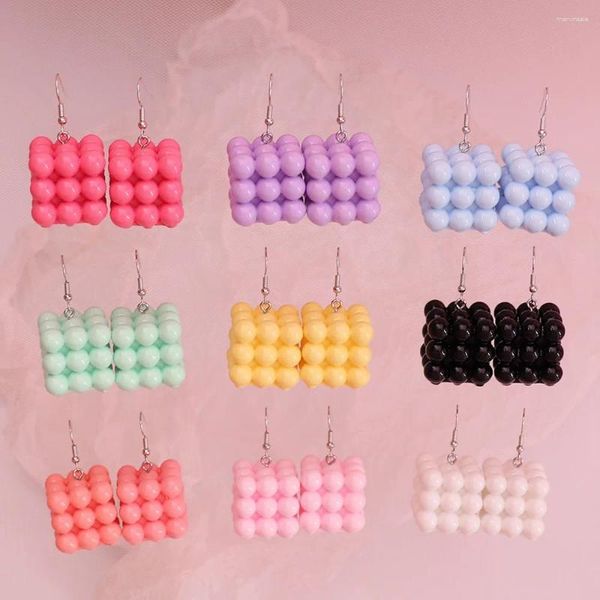 Boucles d'oreilles en peluche 1Pair Fun and Belle Simulation Couleur Couleur Boule Stéréo Bloc stéréo pour les enfants Bijoux Hook Heart Girl's Girl