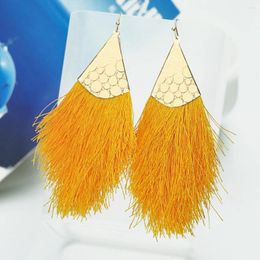 Boucles d'oreilles en peluche 1 Pair Orange en forme de ventilateur pour femmes Scale de poisson sirène