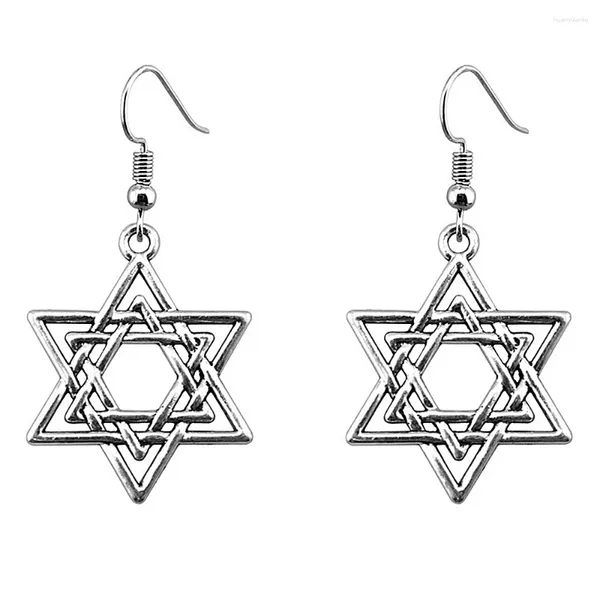 Pendientes de colgación 1 Pair Star of David Hoop Pareja Pendantes Joyas Making Supplies Artículos Tamaño de gancho 18x19 mm