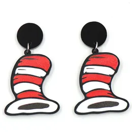 Bengelen oorbellen 1pair top fashion cn drop strip character hoed trendy lerarendag cadeau acryl sieraden voor vrouwen