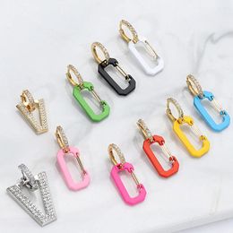 Boucles d'oreilles pendantes pour femmes, 1 pièce, Triangle géométrique, pendentif goutte, zircone cubique, Piercing, bijoux néon fluorescents