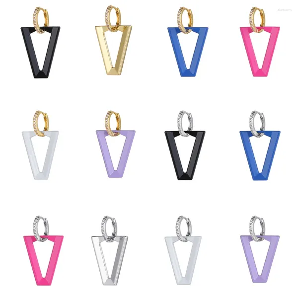 Boucles d'oreilles pendantes pour femmes, 1 pièce, avec pendentif, clou d'oreille néon Fluorescent, bijoux de fête à la mode, cadeaux Triangle