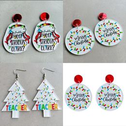 Bengelen oorbellen 2022 kleurrijke gloeilamp acryl kerstboom voor vrouwen mode geometrische letter kerstcadeau oorbel accessoires