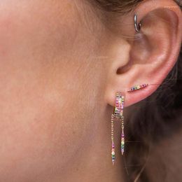 Boucles d'oreilles pendantes 2022 rondes colorées femmes mode mariage mignon bijoux fins or Rose multicolore Zircon pour