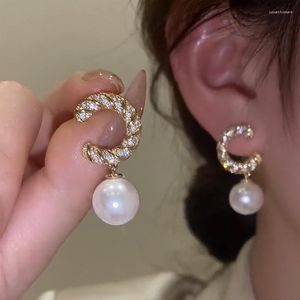 Boucles d'oreilles pendantes en perles pour femmes, bijoux ronds tendance, élégants et simples, coréens, nouvelle collection 2023