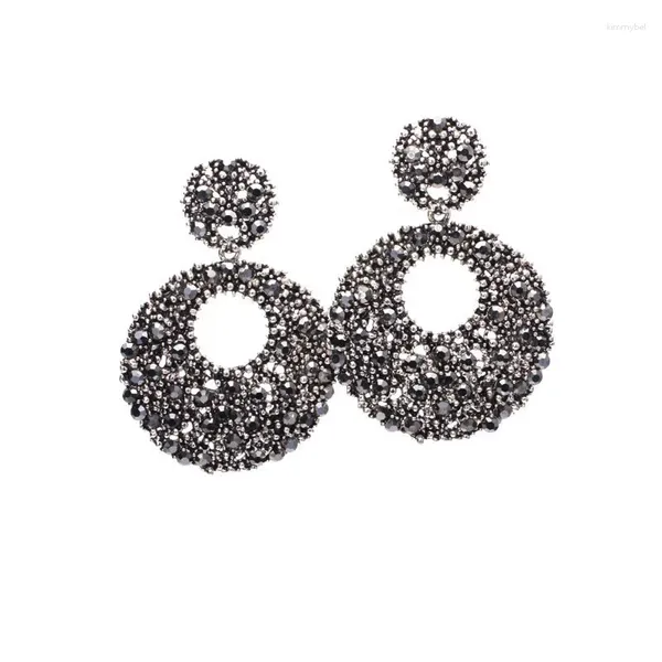 Boucles d'oreilles pendantes avec strass scintillants, bijoux ronds pour femmes, vente en gros, nouvelle collection 2023