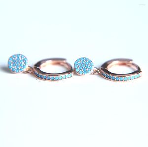 Boucles d'oreilles pendantes 2023 arrivée petits points charme pavé bleu Turquoises pierre Clip sur dames mode or Rose couleur boucle d'oreille