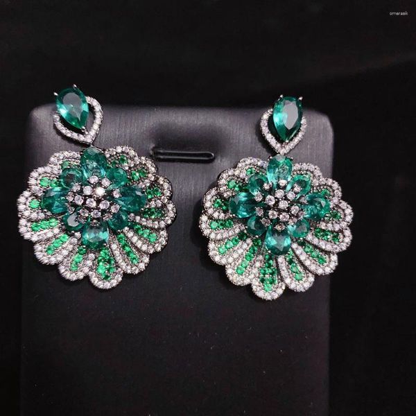 Dangle Boucles D'oreilles 2023 Bilincolor Vintage Clam Shell Forme Mignon Vert Fleur Boucle D'oreille Pour Les Femmes Paon