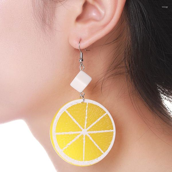 Pendientes colgantes 2023 Diseño de marca Hecho a mano Rodaja de limón Minimalista Generoso Regalo de verano para mujeres