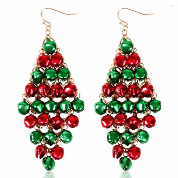 Pendientes colgantes 2023 diseño colorido cascabel gota de Navidad para mujeres moda larga declaración joyería regalo de Navidad