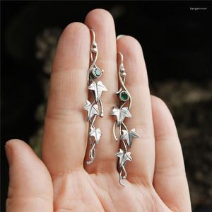 Pendientes colgantes 2023 diseño Vintage hoja Color plata para mujer accesorios joyería botánica planta circón gota pendiente regalo