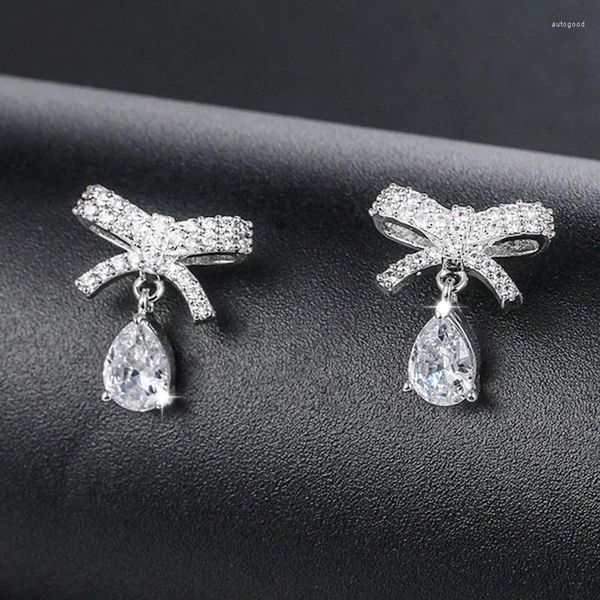 Boucles d'oreilles pendantes pour femmes, bijoux en Zircon bicolore, or et argent, petit cadeau mignon pour petite amie, 2023