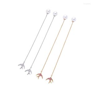 Dangle Oorbellen 2023 Est Lange Unieke Zirkoon Swallow Acryl Parel Kwastje Drop Voor Vrouwen Mode-sieraden Accessoires