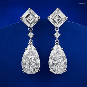 Boucles d'oreilles pendantes en forme de poire pour femmes, bijoux de luxe européens et américains, goutte d'eau, diamant à haute teneur en carbone, 10 à 17mm, 2023