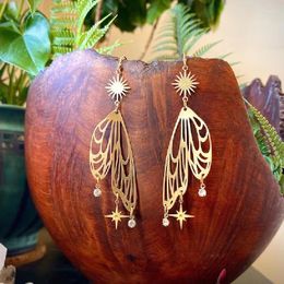 Boucles d'oreilles pendantes en forme d'aile d'ange féerique, bijoux hypoallergéniques, mode bohème, cadeau pour femmes, déclaration, 2023