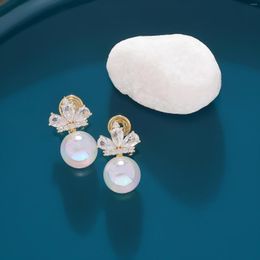 Dange oorbellen 2023 Fantasy Mermaid mode Shinying Pearl No Ear Piercing Earring met Crown Ziron Rhonestone Jewerlry For Women Sale