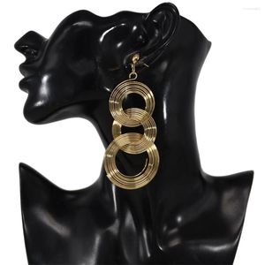 Boucles d'oreilles pendantes à trois anneaux, pendentif Vintage en métal doré, bijoux de fête pour dames, cadeau pour amis, vente en gros, 2023