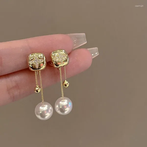 Boucles d'oreilles pendantes en perles fraîches et douces pour femmes, accessoires de bijouterie à la mode, goutte de tempérament, simplicité, modélisation d'eau, 2023