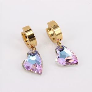 Boucles d'oreilles pendantes 2023 petite amie camarade de classe partenaire femme cadeau d'anniversaire portant et enfants cristal Snap sur pas de décoloration QZ42