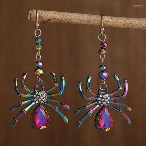 Boucles d'oreilles en peluche 2023 Halloween Animal Fun 3D Stéréoscopique Métal Colorful Spider Punk incrusté Festival Gem Festival Bijoux