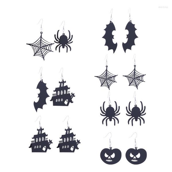 Boucles d'oreilles pendantes 2023 Halloween femmes toile d'araignée fantôme maison chauve-souris sorcière foncé acrylique Festival personnalité goutte bijoux cadeaux