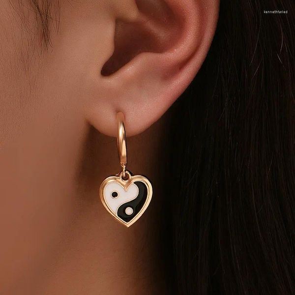 Pendientes colgantes 2023 corazón Yin Yang para Mujer moda de verano Rosa Tai Chi colgante geométrico accesorios de joyería para Mujer regalos