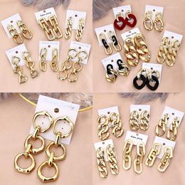 Boucles d'oreilles pendantes pour femmes, tendance coréenne, grande chaîne épaisse, acrylique plaqué or, 2023