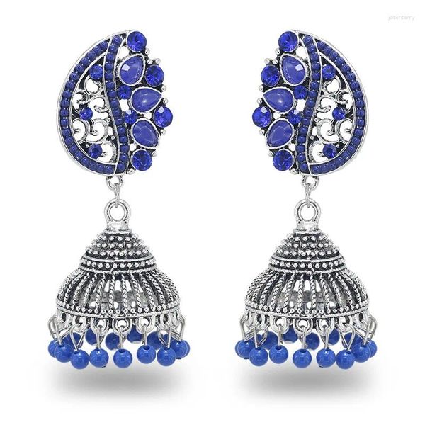 Boucles d'oreilles pendantes Ins Jhumki Jhumka, perles bleues et vertes faites à la main, Piercing ethnique thaïlandais, Vintage, tendance, bijoux de fête pour femmes, 2023