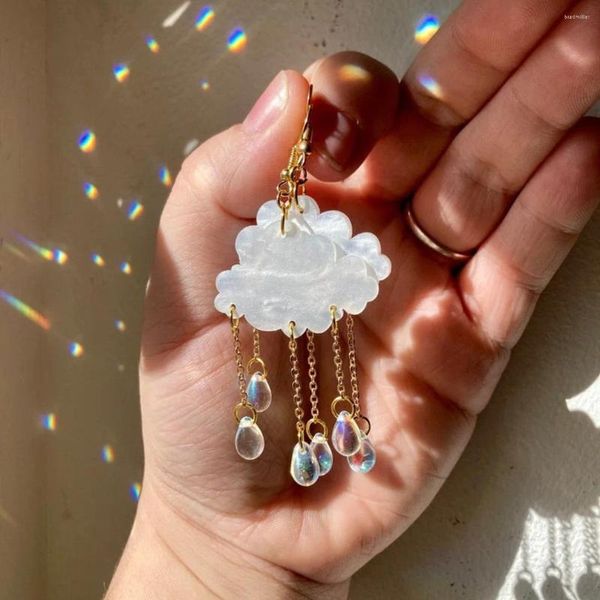 Pendientes colgantes 2023 Kawaii Creative acrílico ácido nube de lluvia nube de cristal lágrima protección ambiental joyas regalo