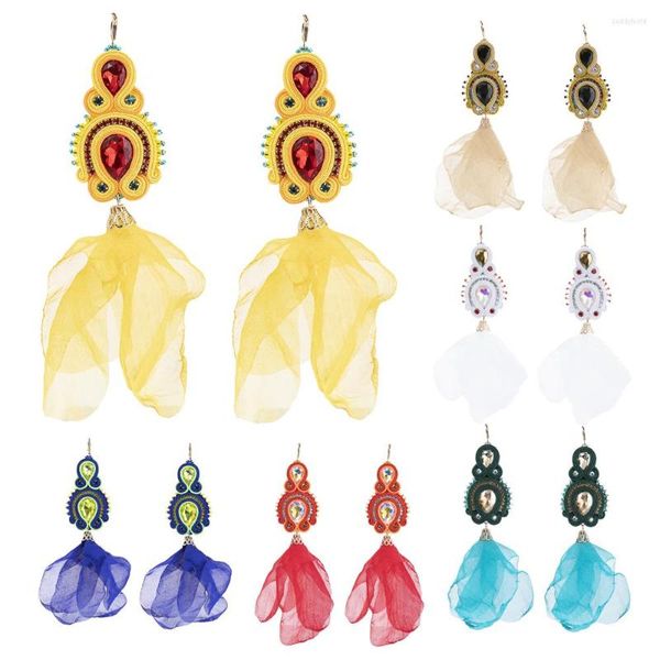 Boucles d'oreilles pendantes 2023 KPacTa Vintage Soutache à la main vente Sribbon pour femmes breloques longue manchette boucle d'oreille bohême bijoux