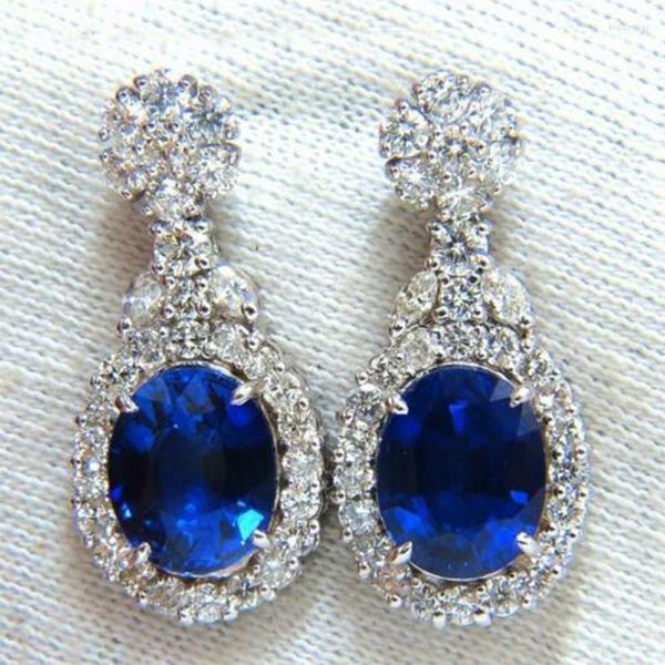 Dangle Boucles D'oreilles 2023 De Luxe Bleu Couleur Ovale Pour Les Femmes Anniversaire Cadeau Bijoux En Gros E6834