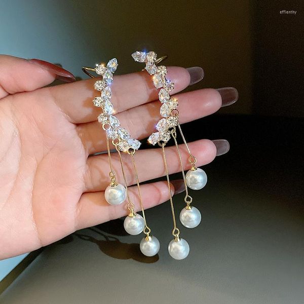 Boucles d'oreilles pendantes 2023 luxe classique élégant perle gland Long cristal pour les femmes mode goutte d'eau bijoux en gros