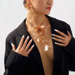 Dangle Earrings Personality Metal Long Tassel Leaves Flower Drop For Women Luxury Party Jewelry Bridal Dress Earrings