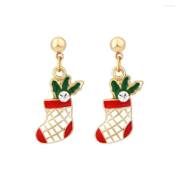 Pendientes colgantes 2023 Medias navideñas simples Stud para niñas Botas lindas con personalidad Joyería de mujer