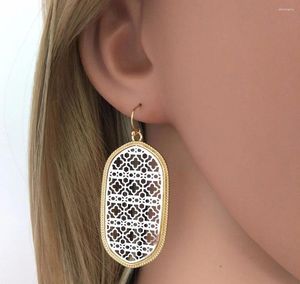 Boucles d'oreilles pendantes pour femmes, Style Simple et élégant, grande boucle d'oreille ovale en filigrane creuse, bijoux à la mode, vente en gros, 2023