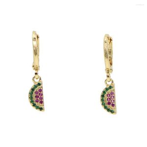 Dangle boucles d'oreilles 2023 été or argent couleur bijoux mignon belle Cz pavé Mini pastèque goutte boucle d'oreille pour femmes fille mode charme cadeaux