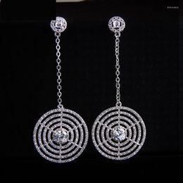 Boucles d'oreilles pendantes 2023 tempérament rond longue goutte Hallow Out bijoux de mode femme cubique Zircon boucle d'oreille boucles d'oreilles AE303