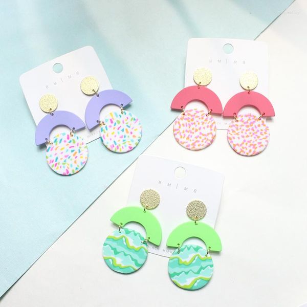 Pendientes colgantes 2023 tendencia moda Hit Color acrílico geométrico Irregular redondo Macaron para mujer joyería regalo