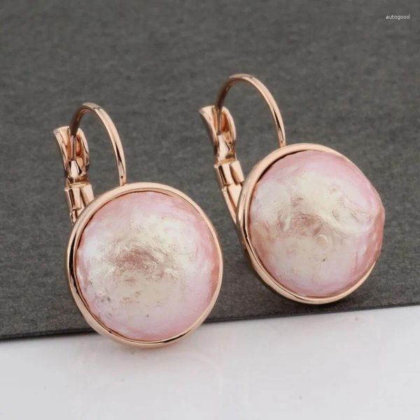 Pendientes colgantes 2023 de moda con perlas grandes redondas de 14mm para mujer, joyería de boda, gota de oreja de Color oro rosa Vintage