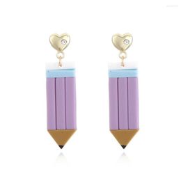 Dangle Oorbellen 2023 Trendy Lange Zachte Klei Paars Potlood Voor Vrouwen Bohemen Persoonlijkheidsverklaring Drop Earring