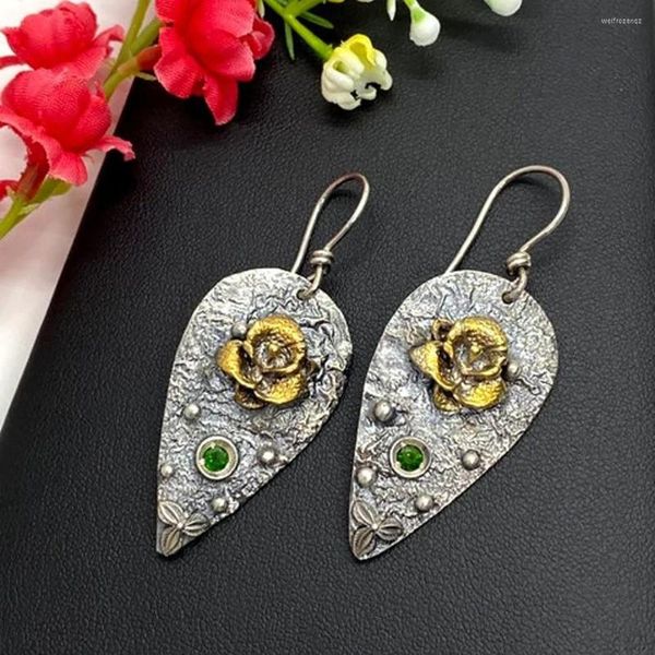 Boucles d'oreilles pendantes 2023 à la mode rétro fleur pour les femmes fleur de cerisier plante Art placage alliage Tewelry minimaliste fête cadeau