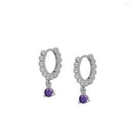 Boucles d'oreilles pendantes pour femmes, cerceau de perçage tendance, violet, noir, blanc, cristal, goutte, Simple, Vintage, attrayant, bijoux féminins, 2023