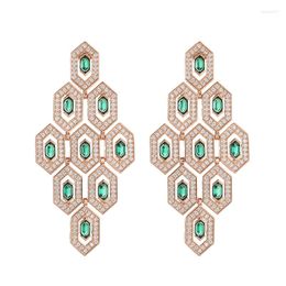 Boucles d'oreilles pendantes 2023 hiver mode bouclier coupe diamant pour femmes luxe S925 argent Sterling 2 carats carré vert rouge boucle d'oreille