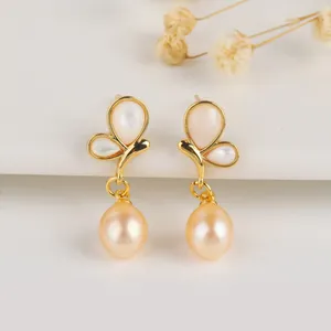 Boucles d'oreilles pendantes en perles pour femmes, bijoux tendance, goutte d'eau, simples, élégants, Orange, mignon, papillon, nouvelle collection 2024