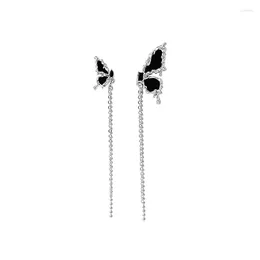 Dangle Oorbellen 2024 Asymmetrische Vlinder Drop Voor Vrouwen Zwart Glazuur Vleugel Metalen Kwastje Oorbel Boucle Oreille Fijne Sieraden