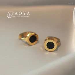 Boucles d'oreilles pendantes au Design classique, rondes romaines noires, en acier inoxydable, couleur or, boucle d'oreille, bijoux à la mode pour femmes, sans décoloration, 2024