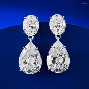 Boucles d'oreilles pendantes en forme de poire, diamant à haute teneur en carbone européen et américain, gouttes d'eau, 10 14, boucles d'oreilles féminines transfrontalières, 2024