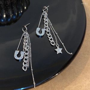 Boucles d'oreilles pendantes pour femmes, motif broche, goutte d'eau, Long gland coréen, accessoires féminins, bijoux en cristal, 2024