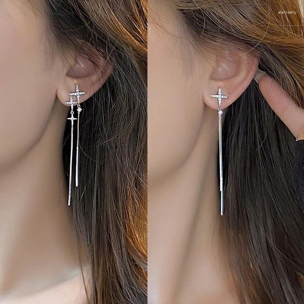 Pendientes colgantes 2024 tendencia de moda diseño único elegante delicado Cruz Irregular borla de estrellas mujeres joyería regalos de fiesta al por mayor